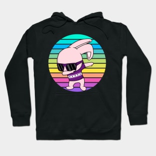 Funny Bunny Rabbit Dabbing with Rainbow Sunset Hoodie